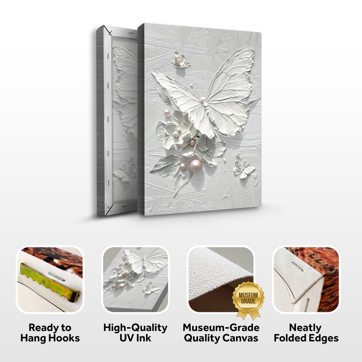 White Butterfly Wall Art by Tailored Canvases