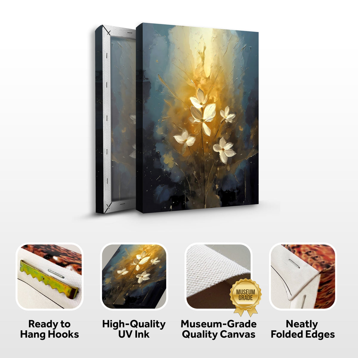 Golden Glow Elegant Flower Wall Art by Tailored Canvases