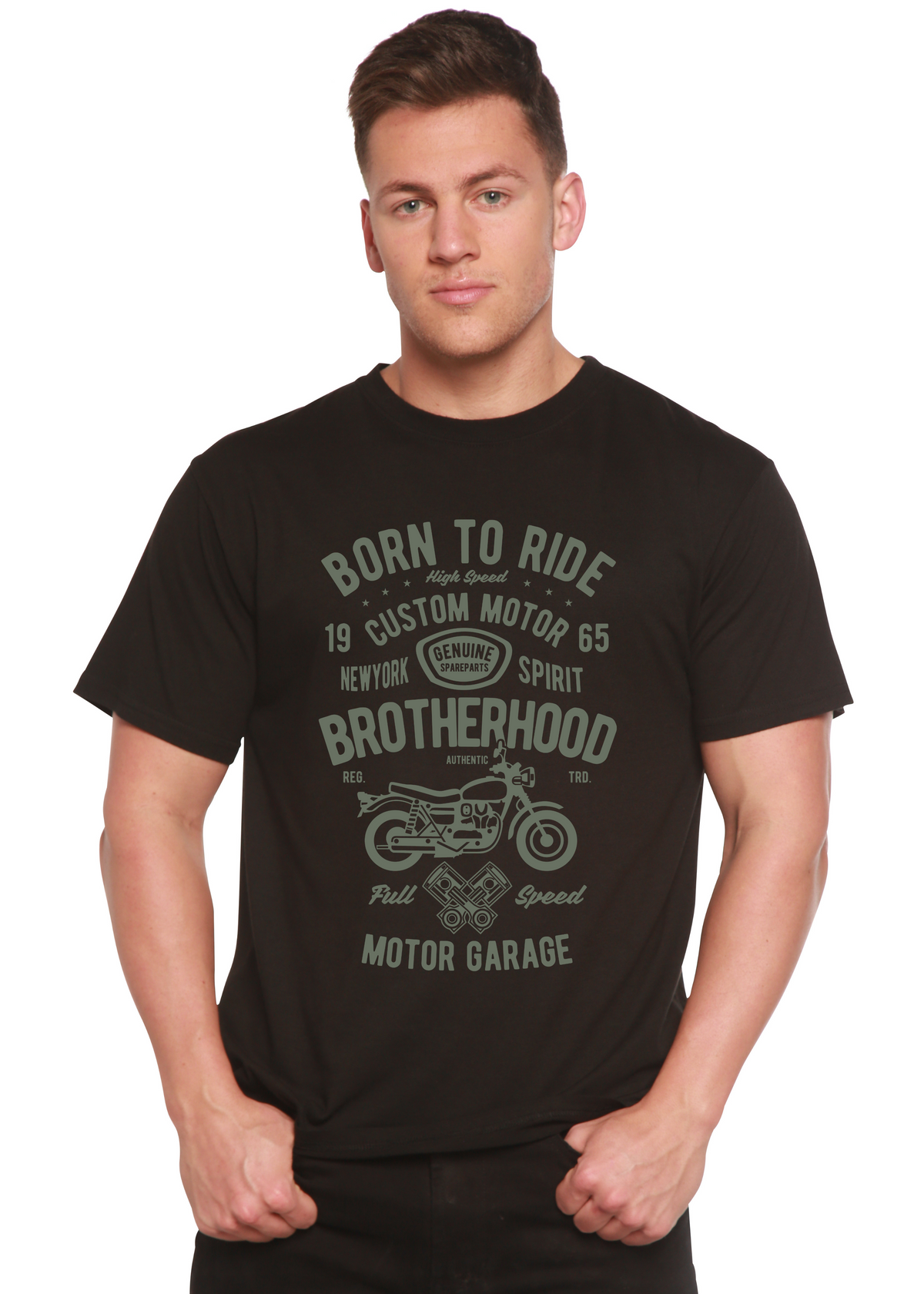 Motorcycle Brotherhood men's bamboo graphic T-shirt – view 7