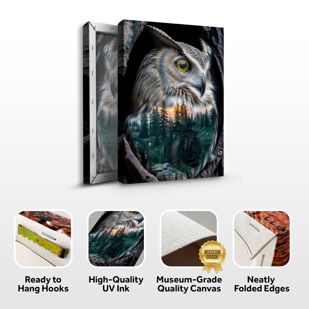 Owl Double Exposure Wall Art by Tailored Canvases