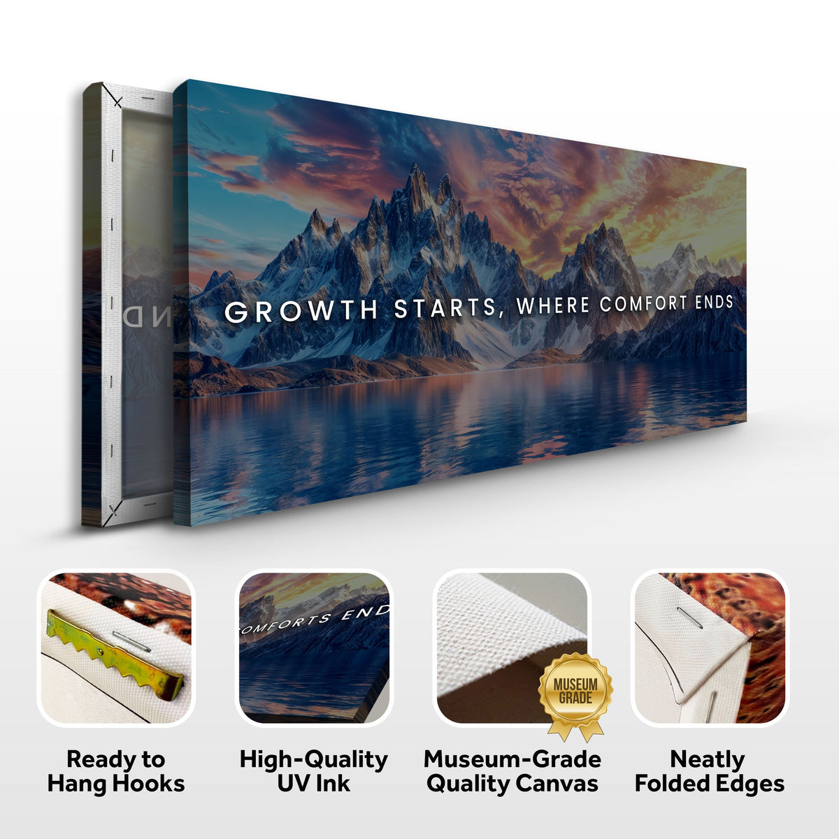 Growth Starts Where Comfort Ends Motivational Wall Sign by Tailored Canvases