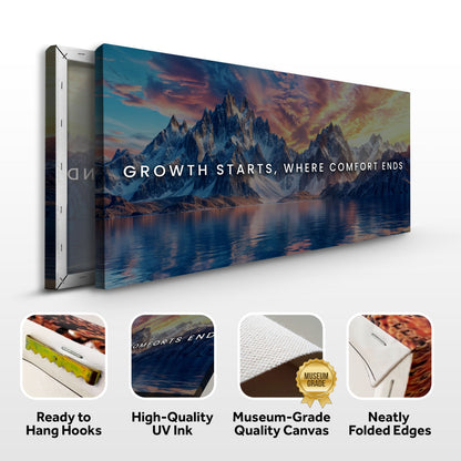Growth Starts Where Comfort Ends Motivational Wall Sign by Tailored Canvases