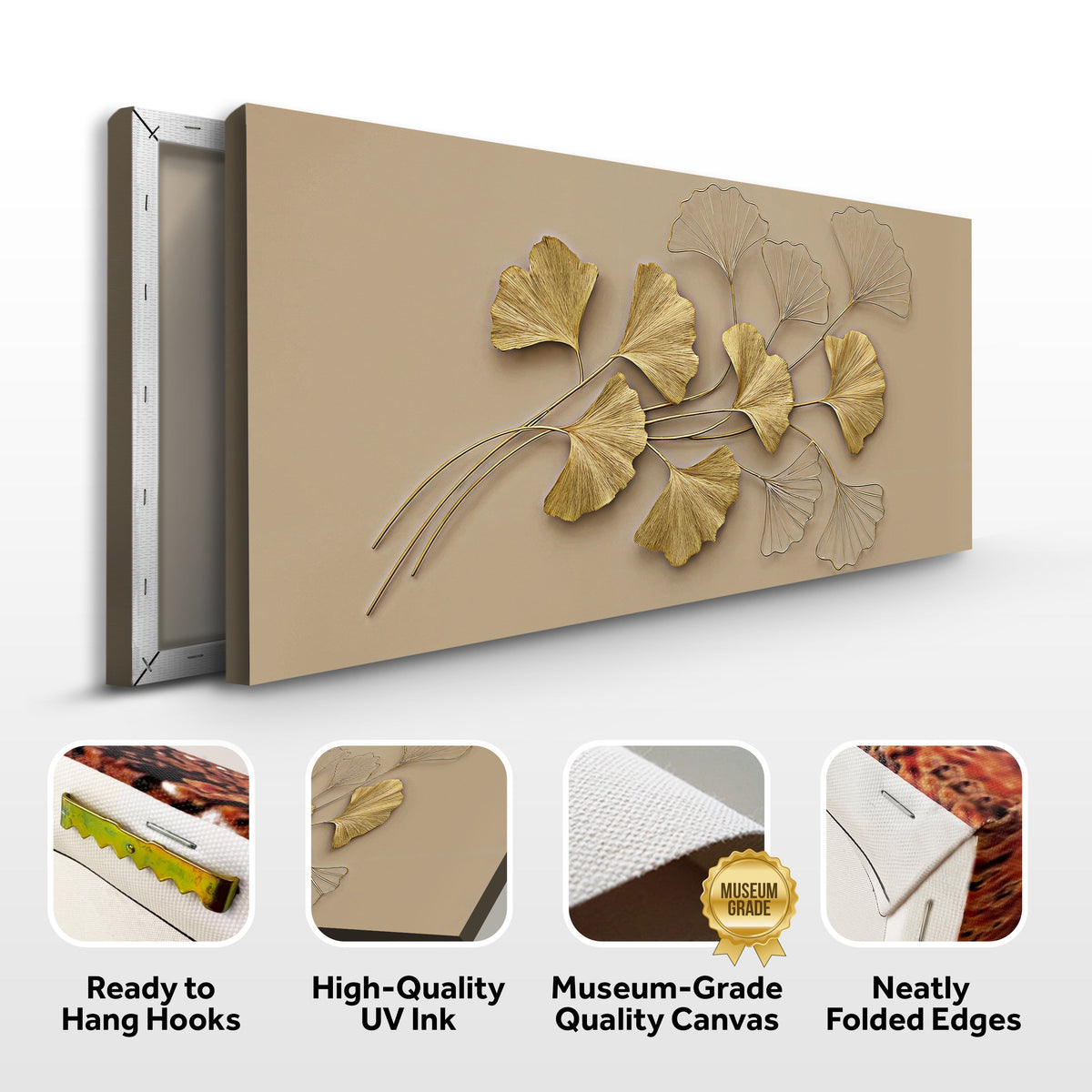 Golden Botanical Wall Art by Tailored Canvases
