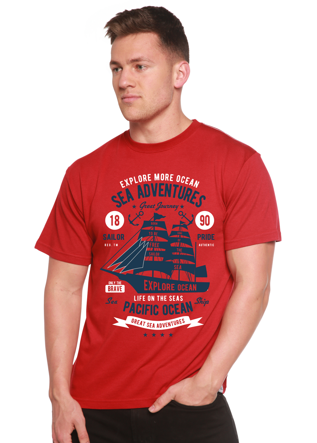 Sea Adventures men's bamboo graphic T-shirt – view 7