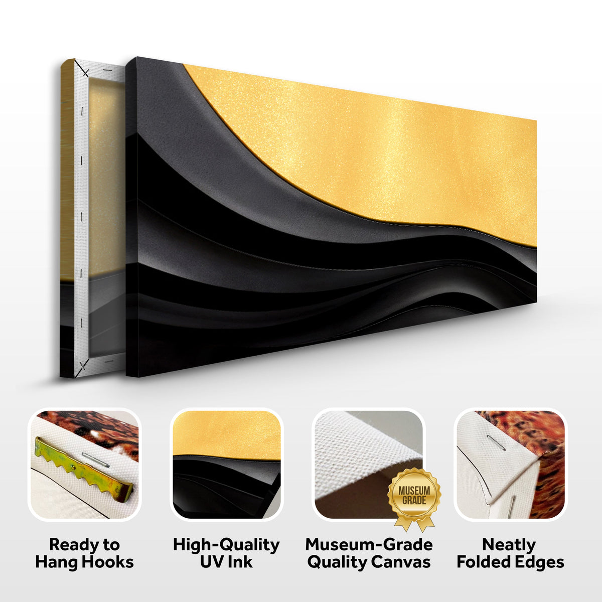 Black And Gold Minimalist Abstract VIII by Tailored Canvases
