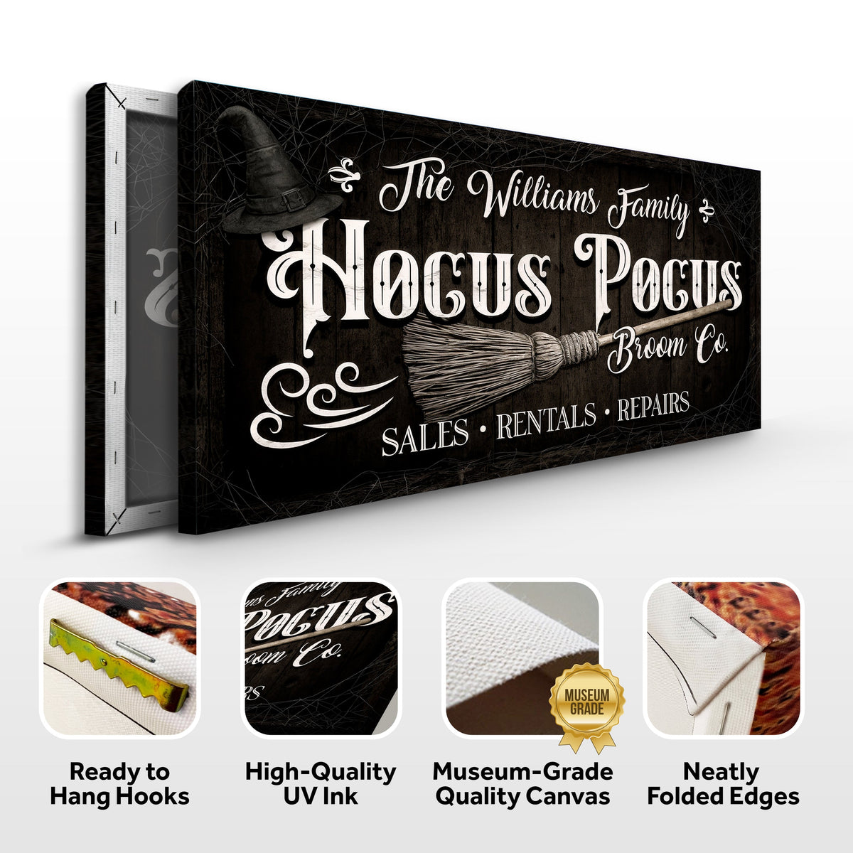 Personalized Hocus Pocus Broom Co. Wall Sign by Tailored Canvases
