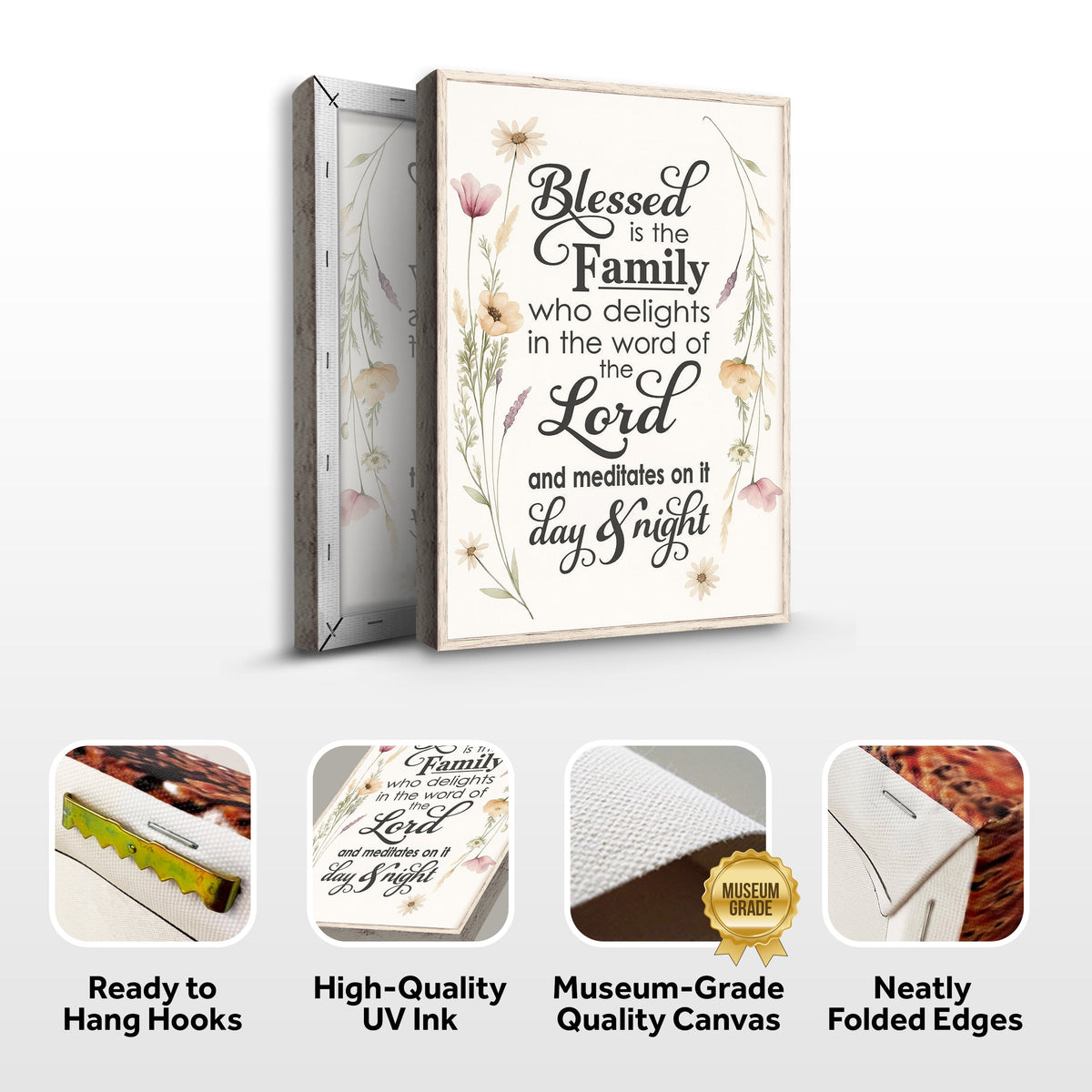 Blessed Is The Family Faith Sign by Tailored Canvases