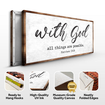 Matthew 19:26 - With God All Things Are Possible Faith Sign by Tailored Canvases