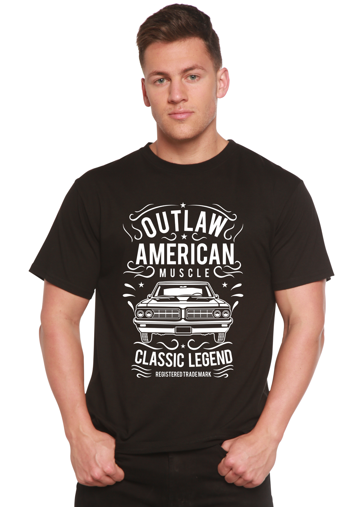 Outlaw American Muscle men's short sleeve graphic T-shirt in bamboo viscose and organic cotton