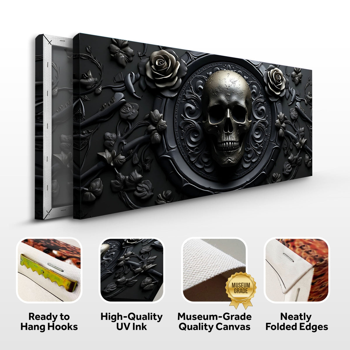 3D Rose and Skull Wall Art VI canvas by Tailored Canvases, view 7