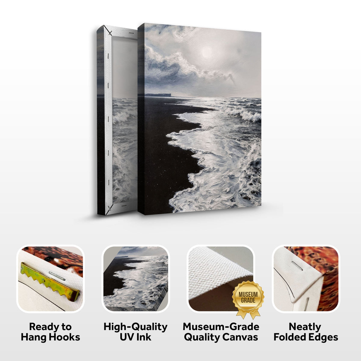 Black & White Waves Abstract Wall Art by Tailored Canvases