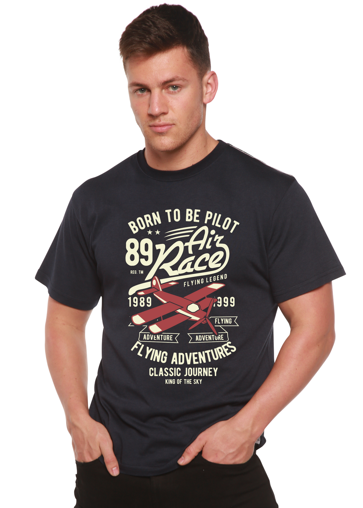Born to Be Pilot men's bamboo graphic T-shirt – view 2