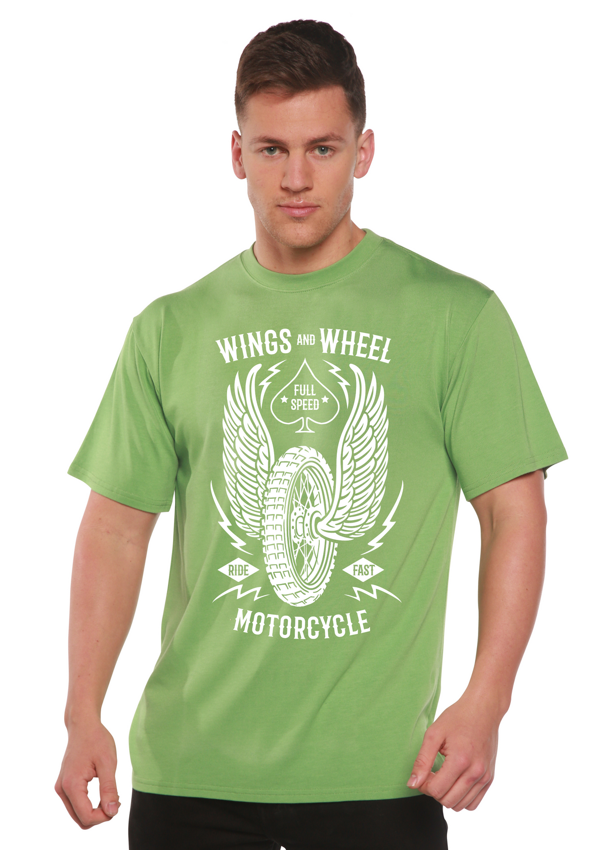 Wings and Wheel men's bamboo graphic T-shirt – view 7