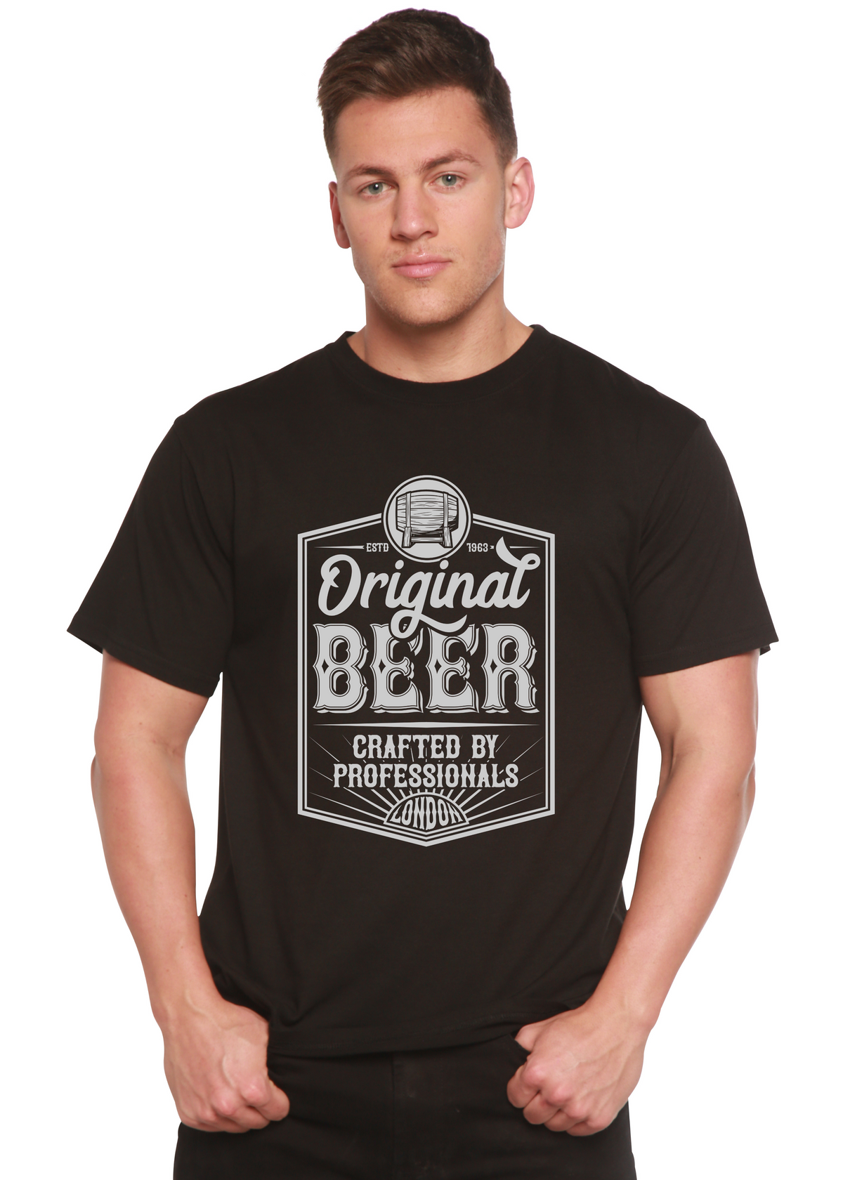 Original Beer men's short sleeve graphic T-shirt in bamboo viscose and organic cotton