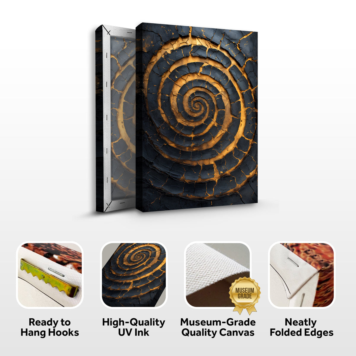 Black and Gold Spiral Wall Art by Tailored Canvases