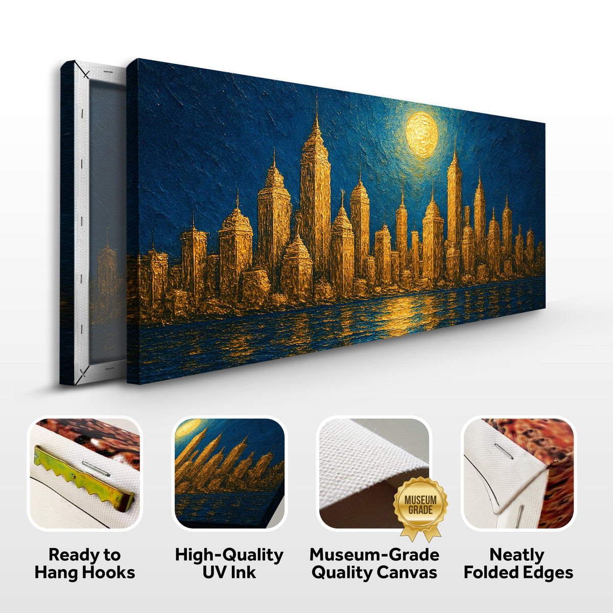 Golden Metropolis Cityscape Impasto Wall Art by Tailored Canvases