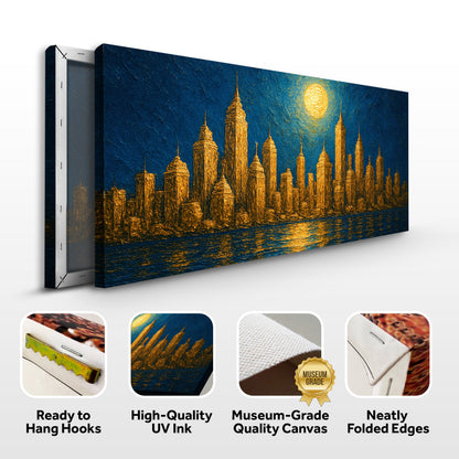 Golden Metropolis Cityscape Impasto Wall Art by Tailored Canvases