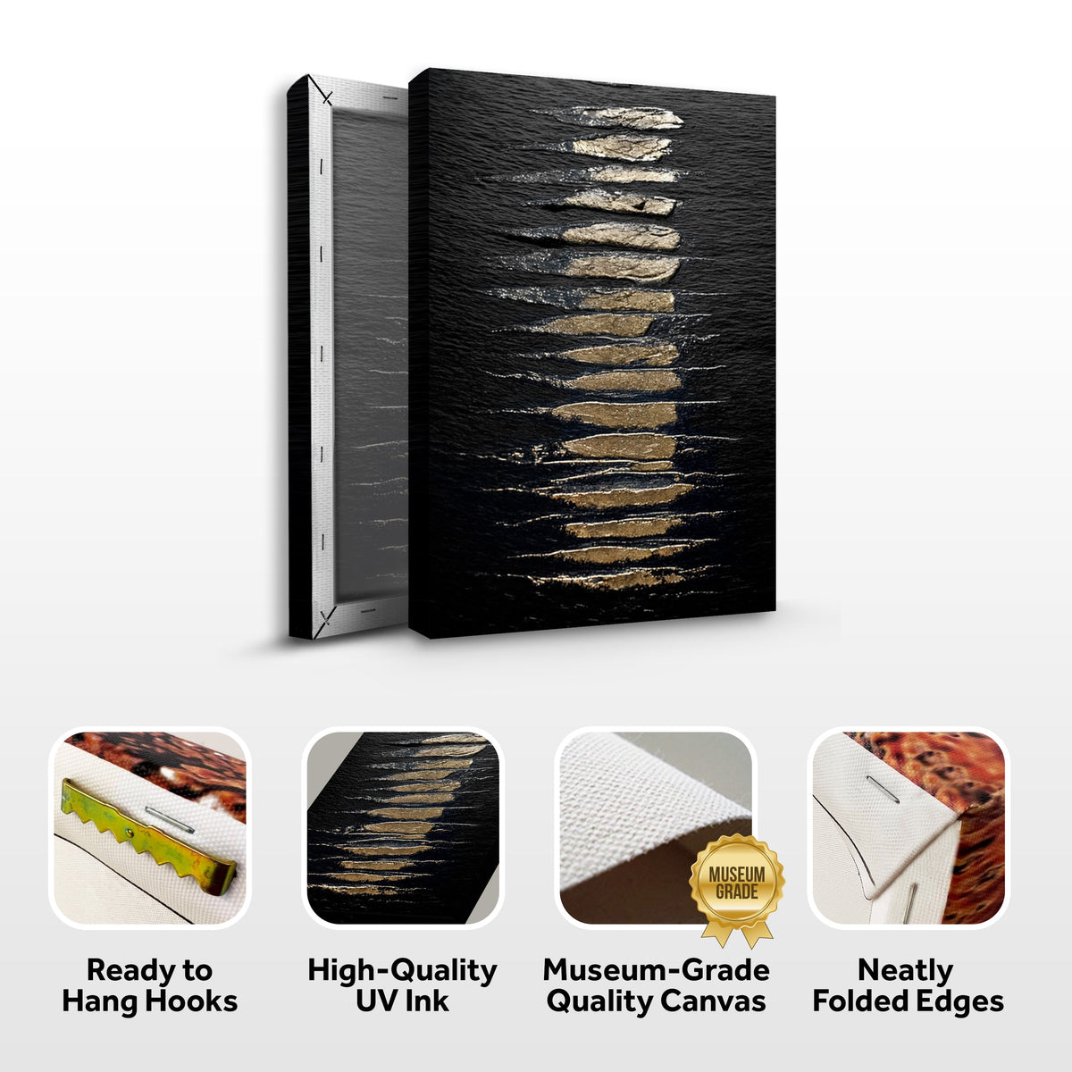 Black And Gold Abstract Minimalist Wall Art by Tailored Canvases