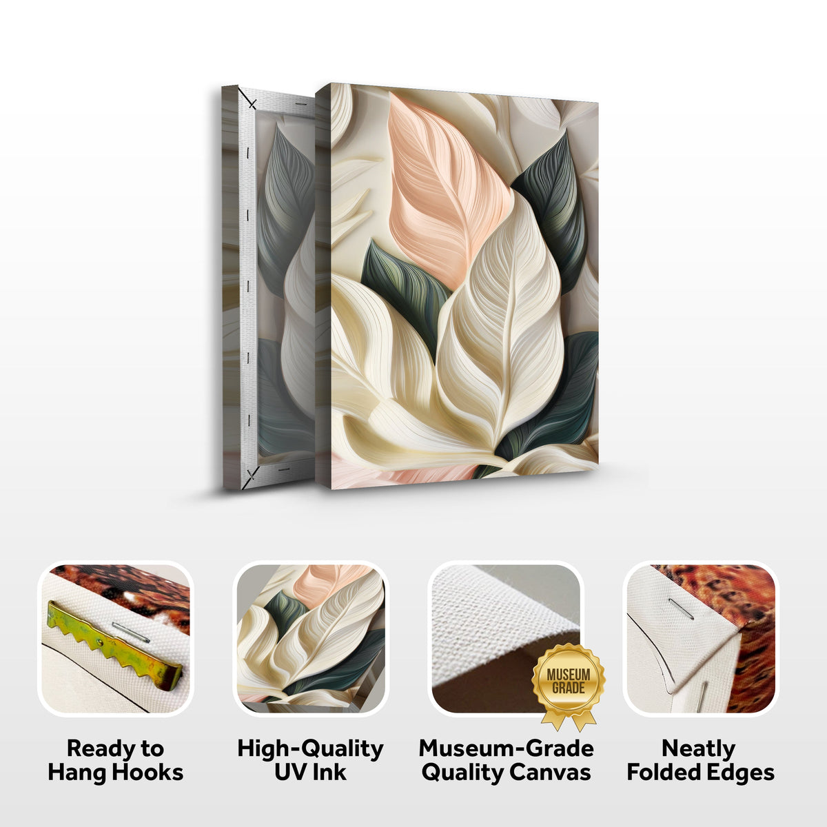 Elegant 3D Pastel Leaf Wall Art by Tailored Canvases