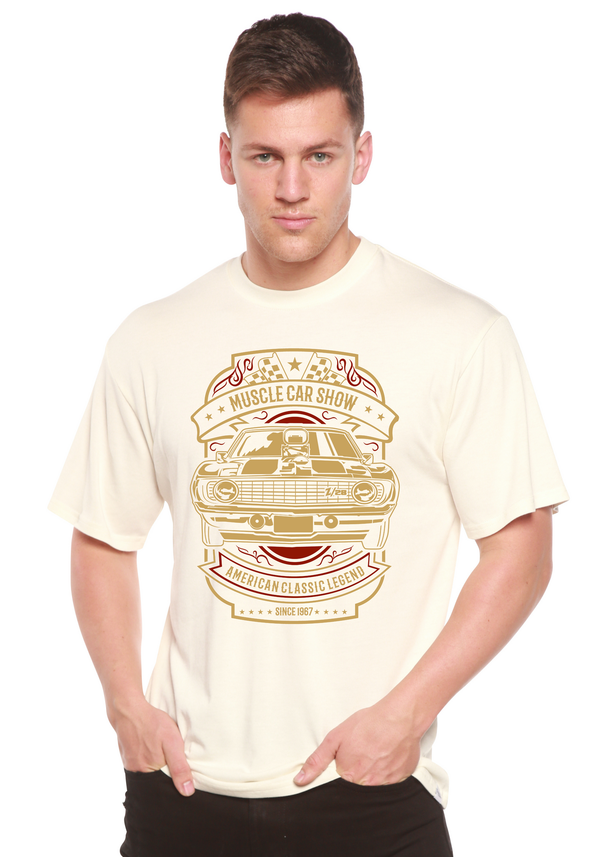 Muscle Car Show men's short sleeve graphic T-shirt in bamboo viscose and organic cotton