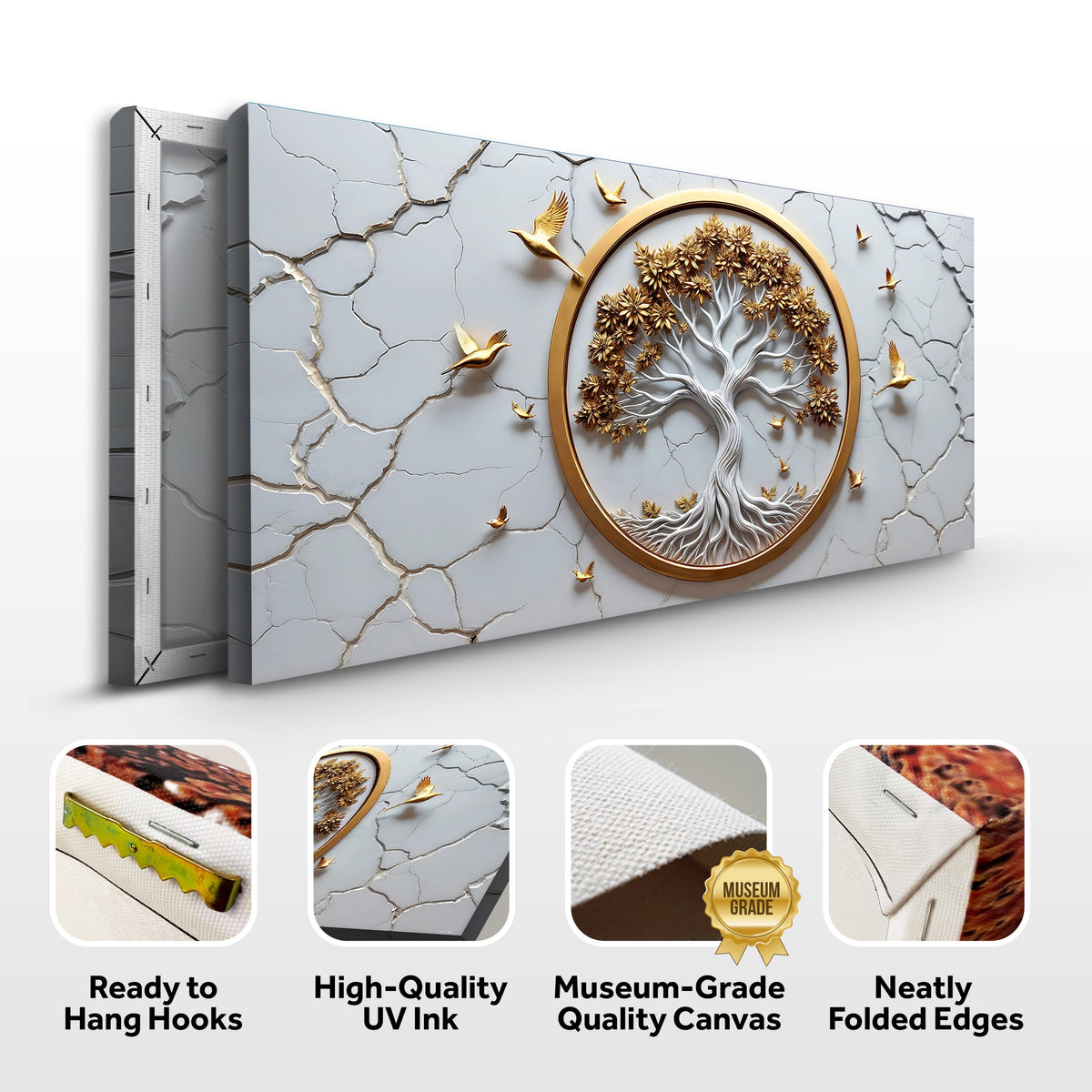 3D Celtic Tree of Life Wall Art, White canvas by Tailored Canvases, view 8