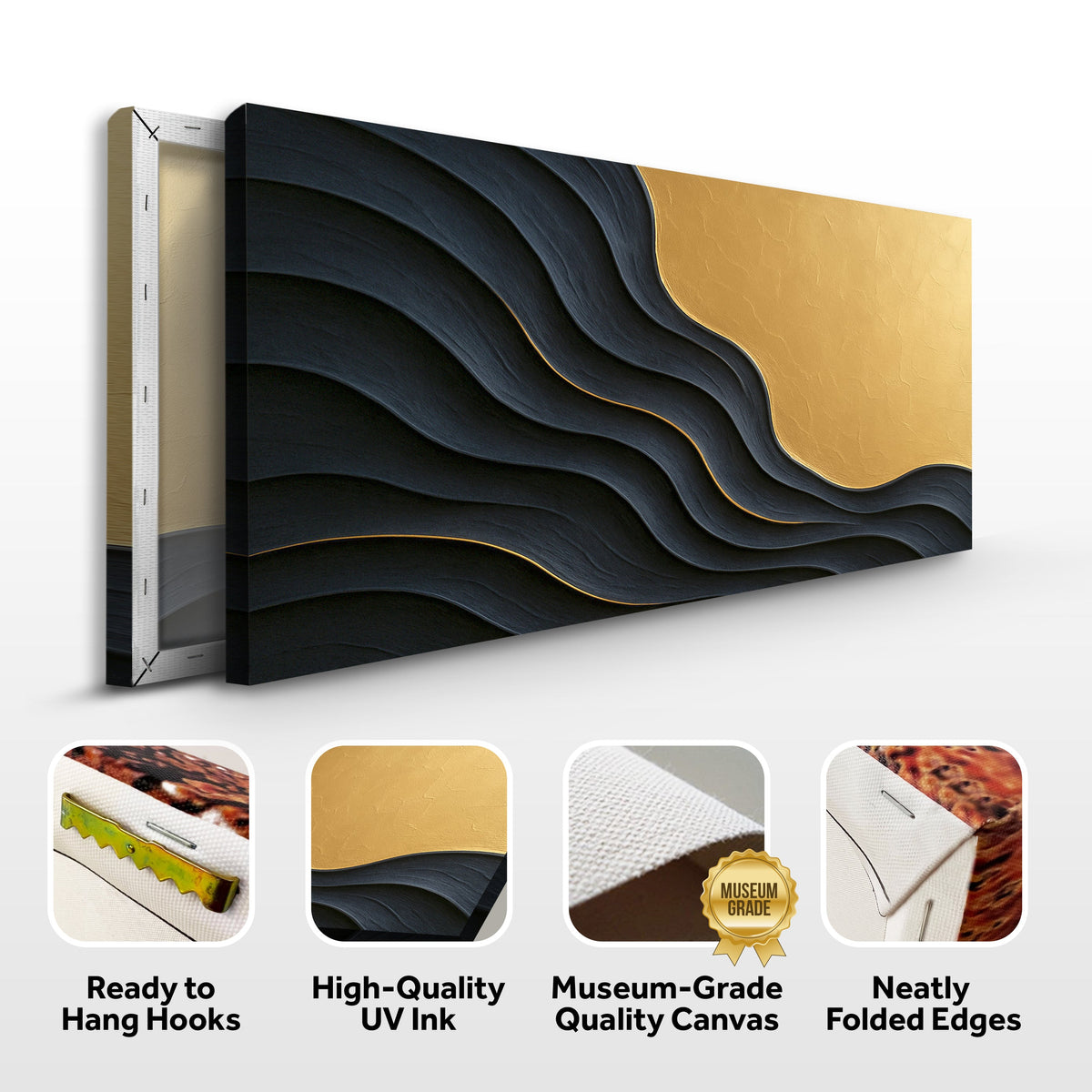 Black And Gold Minimalist Abstract XII by Tailored Canvases