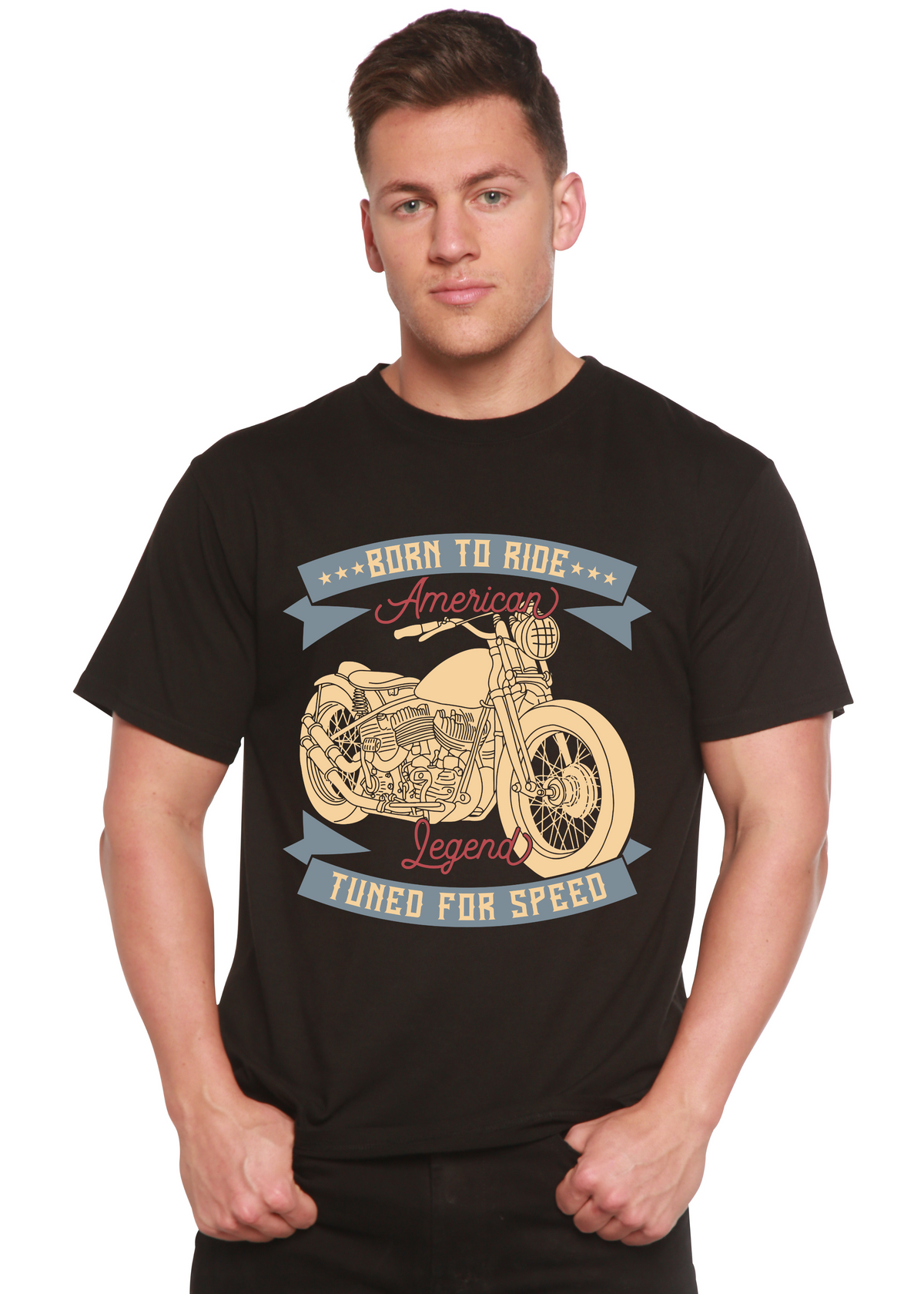 Born to Ride American Legend men's short sleeve graphic T-shirt in bamboo viscose and organic cotton