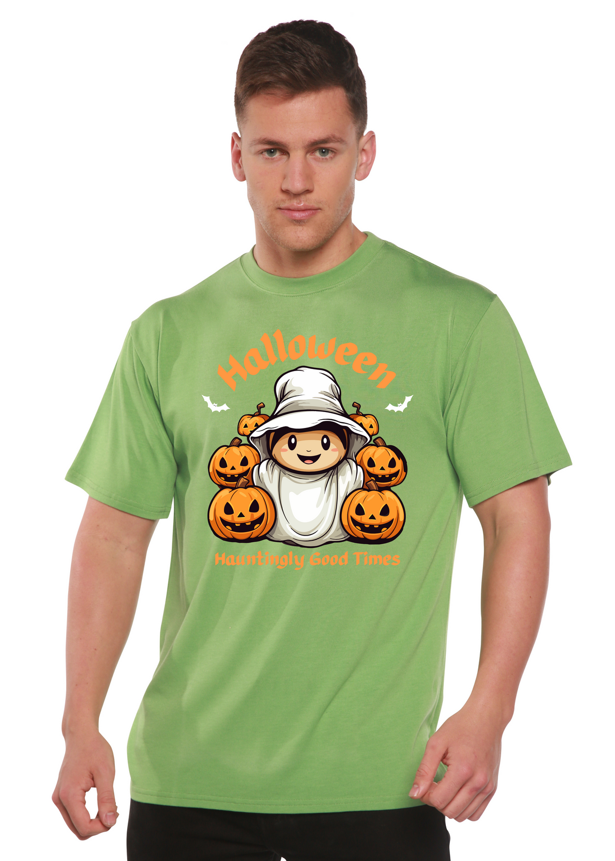 Halloween Hauntingly Good Times Day men's bamboo graphic T-shirt – view 9