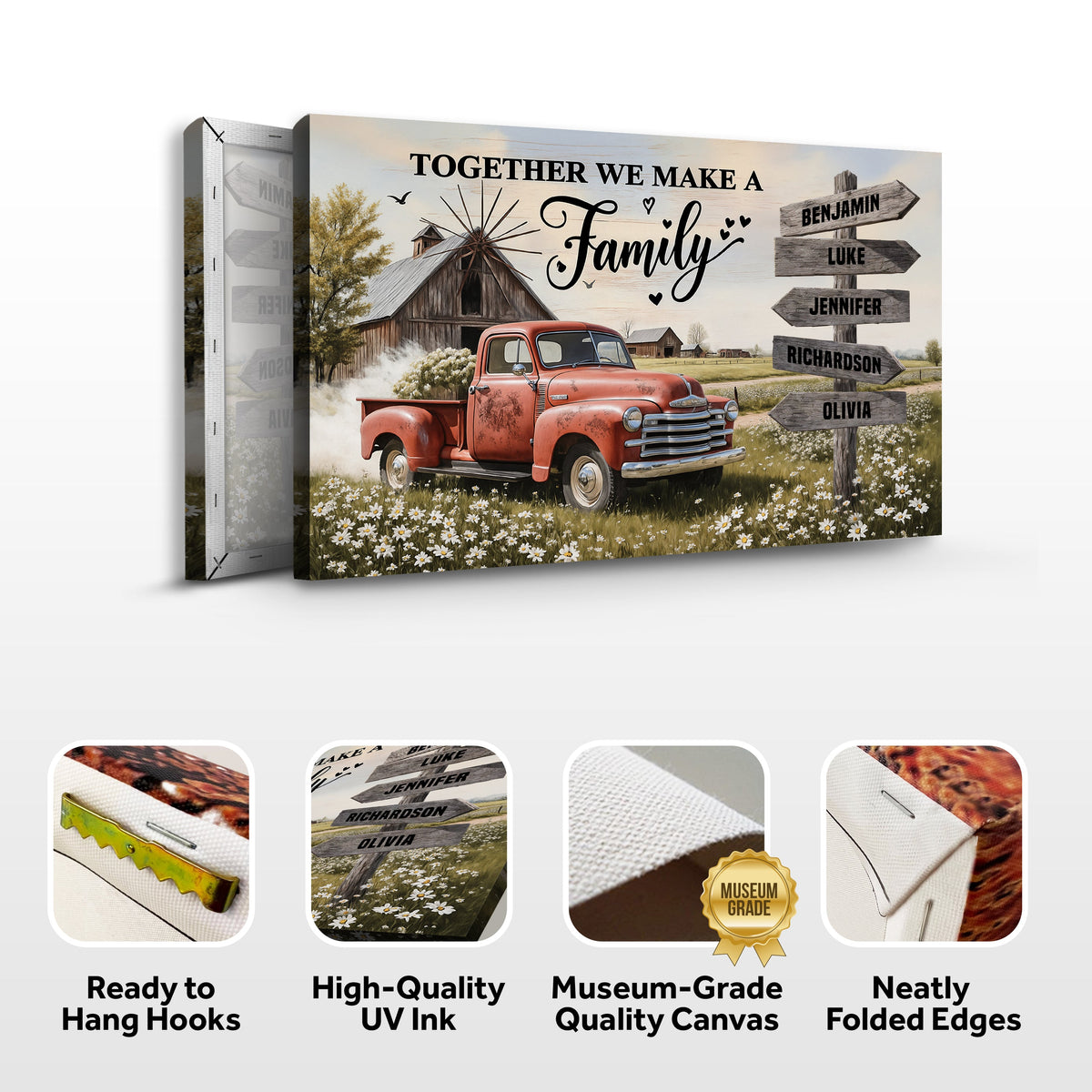 Personalized Family Farmhouse Old Truck Wall Art by Tailored Canvases