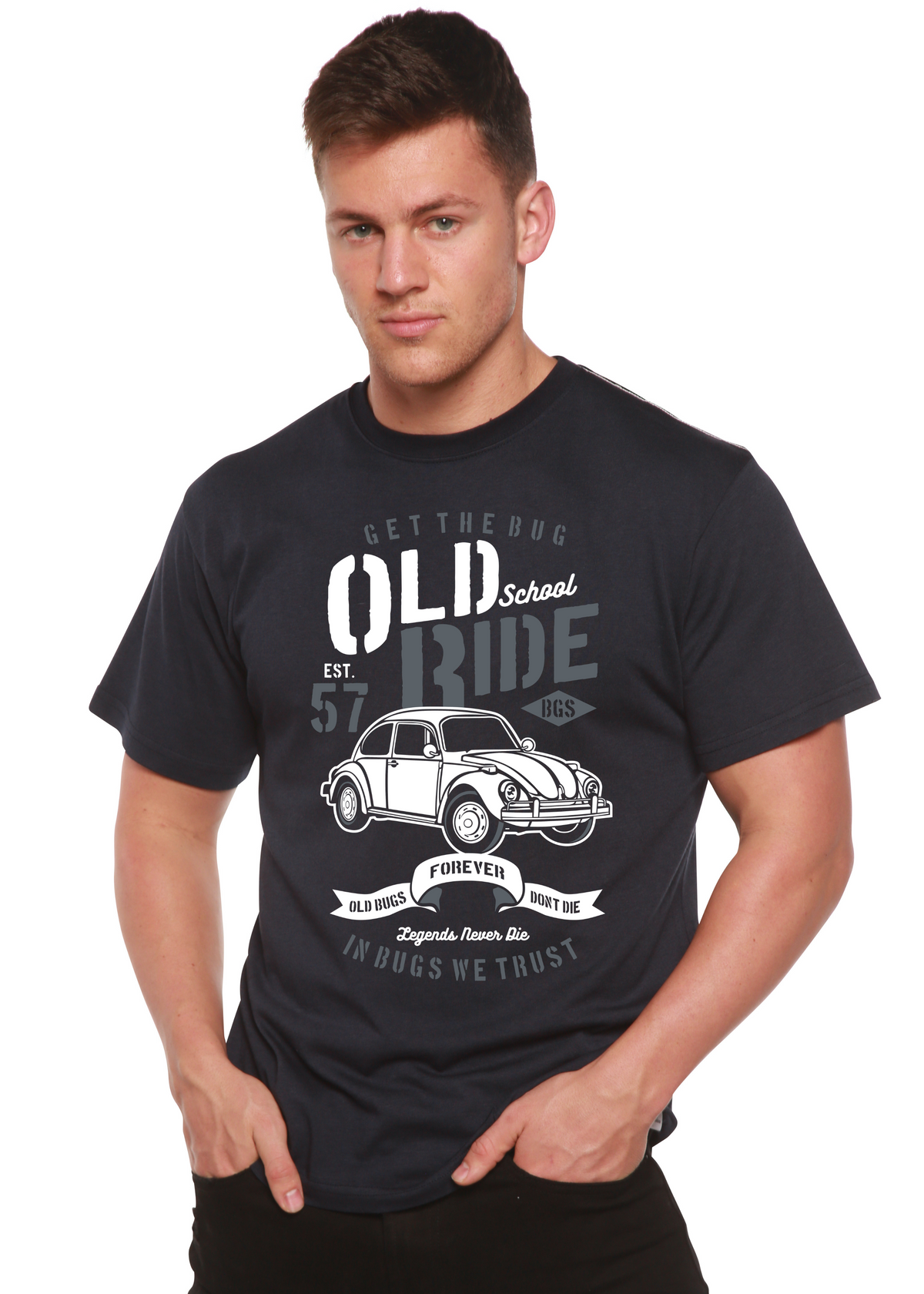 Old School Ride men's bamboo graphic T-shirt – view 2