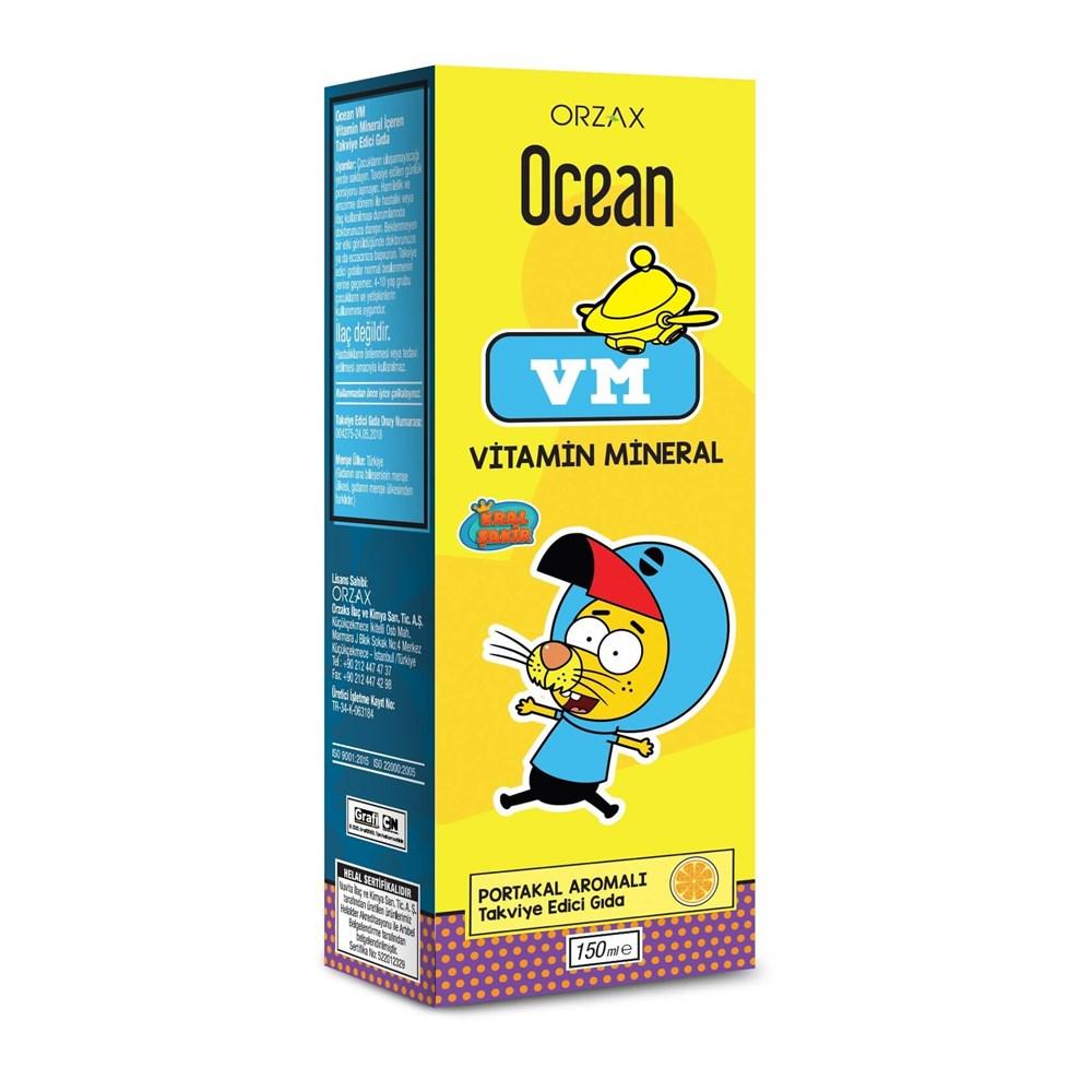 Ocean VM Vitamin Mineral Syrup for Adults and Children - Orange Flavored Dietary Supplement 150ml by Beauty Care Bag