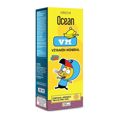 Ocean VM Vitamin Mineral Syrup for Adults and Children - Orange Flavored Dietary Supplement 150ml by Beauty Care Bag