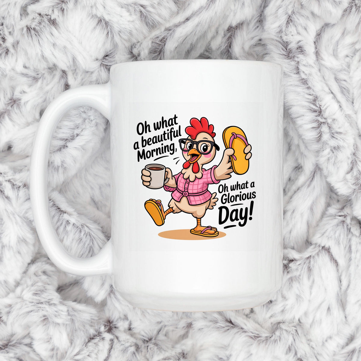 Funny Chicken Mug - Ceramic Coffee Mug, Microwave Safe Morning Cup by Joyful Moose