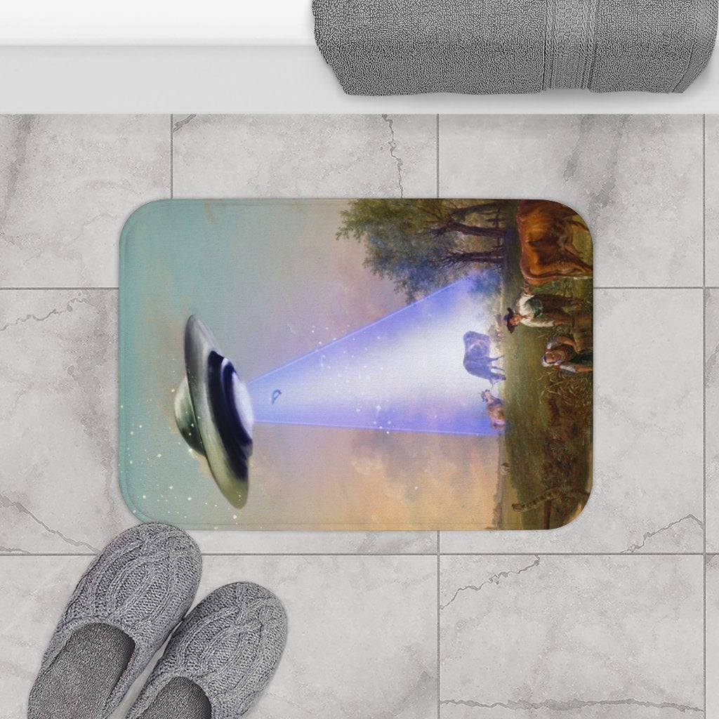 UFO Abducting Cow Bath Mat Home Accents by Yellow Pandora