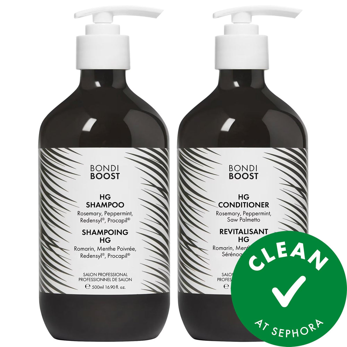 HG vegan shampoo and conditioner set with rosemary, 16.9 oz