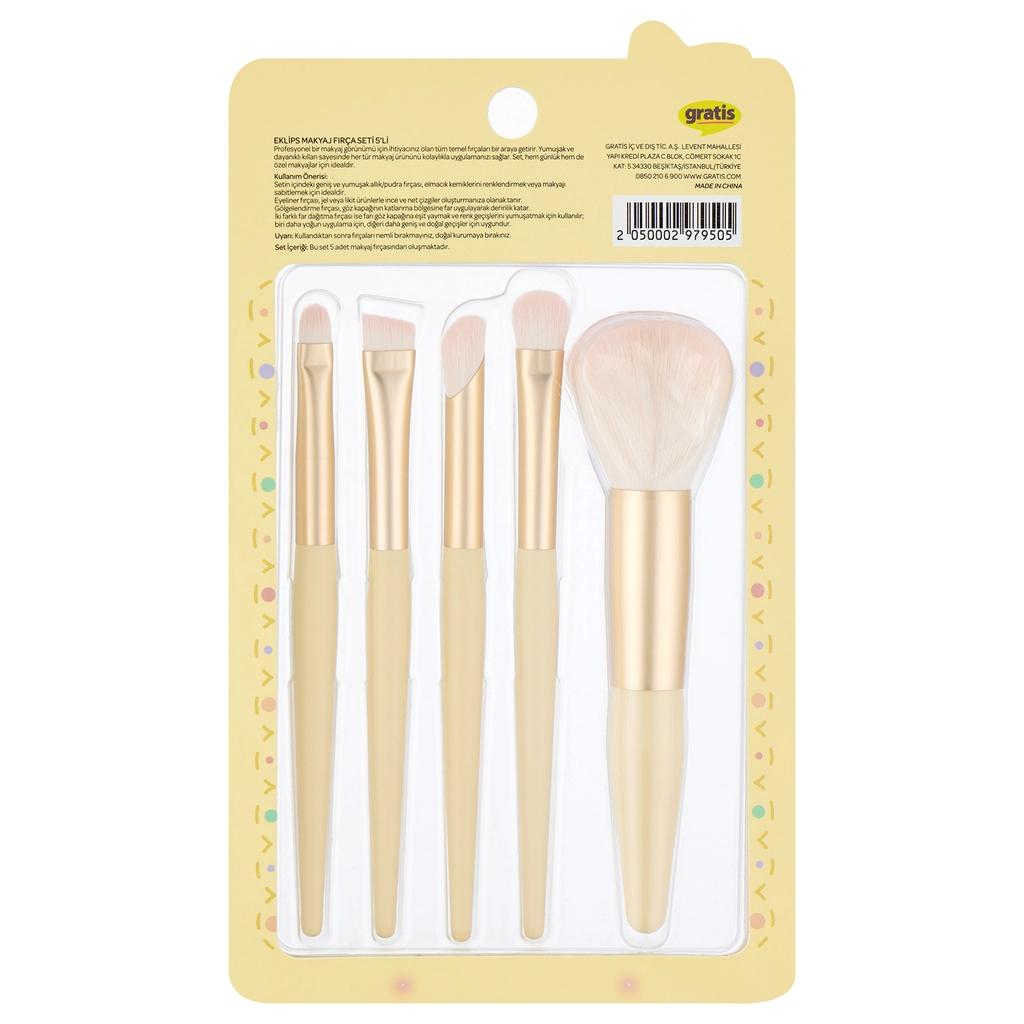 Eklips 5-Piece Makeup Brush Set for Flawless Application by Beauty Care Bag