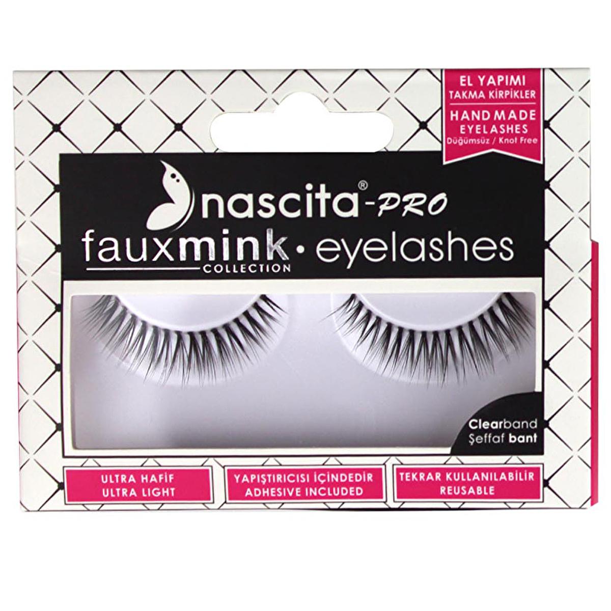 Nascita Pro Fauxmink False Eyelashes 091 - Easy to Apply, Natural Look, Includes Adhesive by Beauty Care Bag