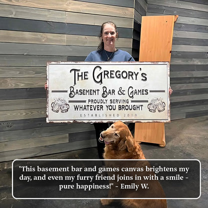 Basement Bar And Lounge Sign by Tailored Canvases