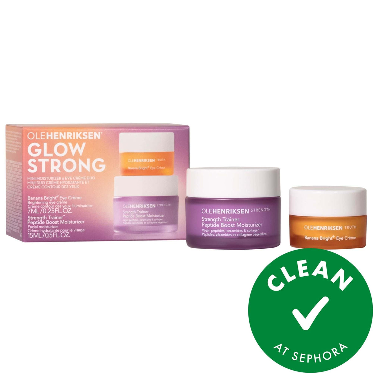 Glow Strong Skincare Duo Mini Moisturizer + Eye Cream Set - Vegan, Cruelty-Free Anti-Aging Skincare Routine by Beauty Care Bag