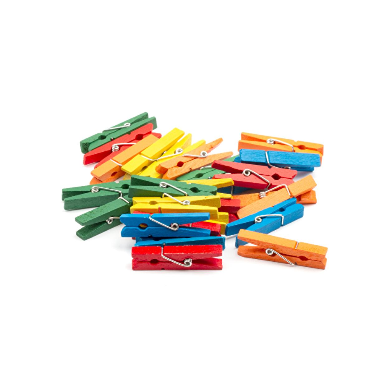 Lino Wooden Clips - Colorful 45mm Crafting Clips for Art Projects & Organization - Pack of 25 by Beauty Care Bag