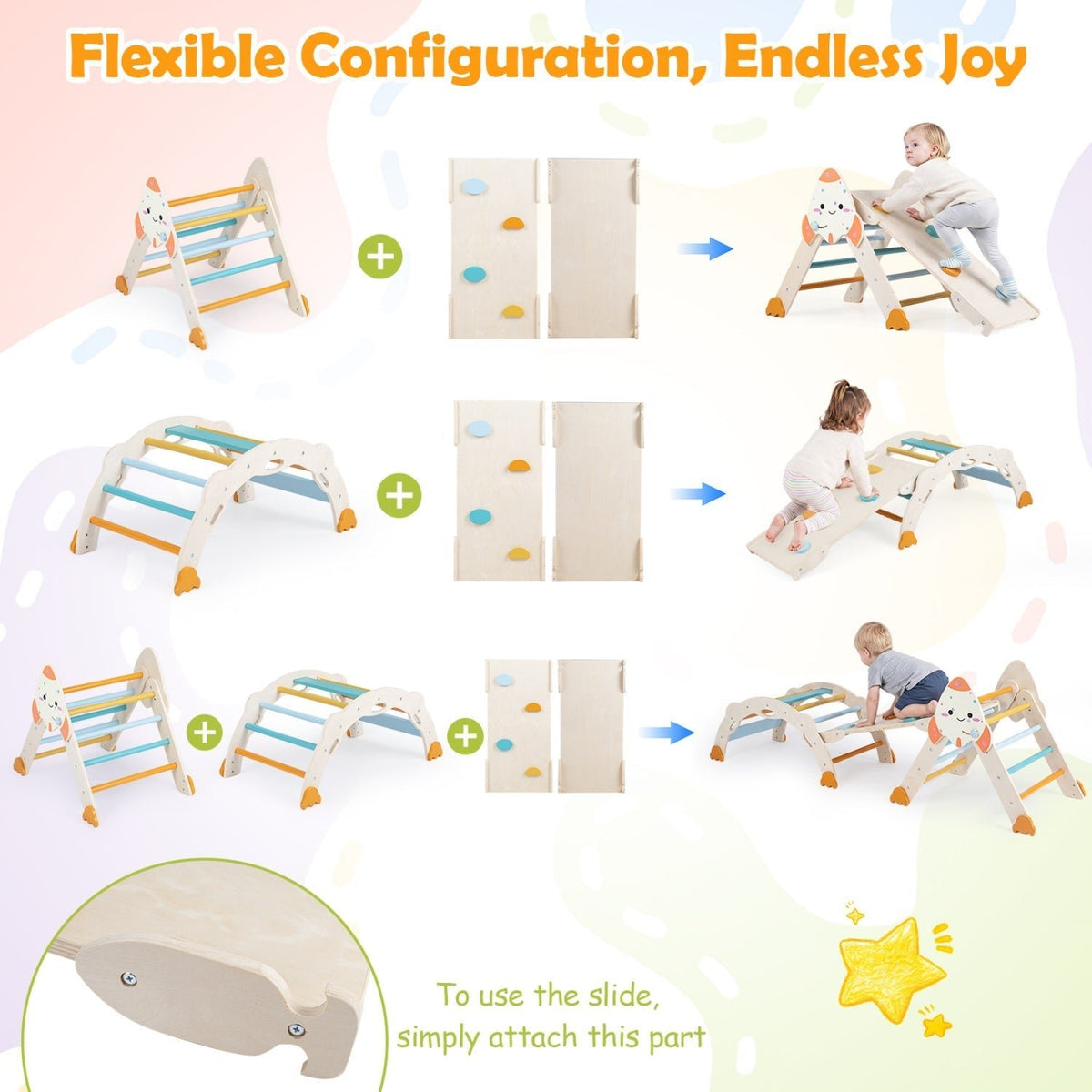 8-in-1 foldable rocket theme toddler climbing set by GBruno Store, view 14