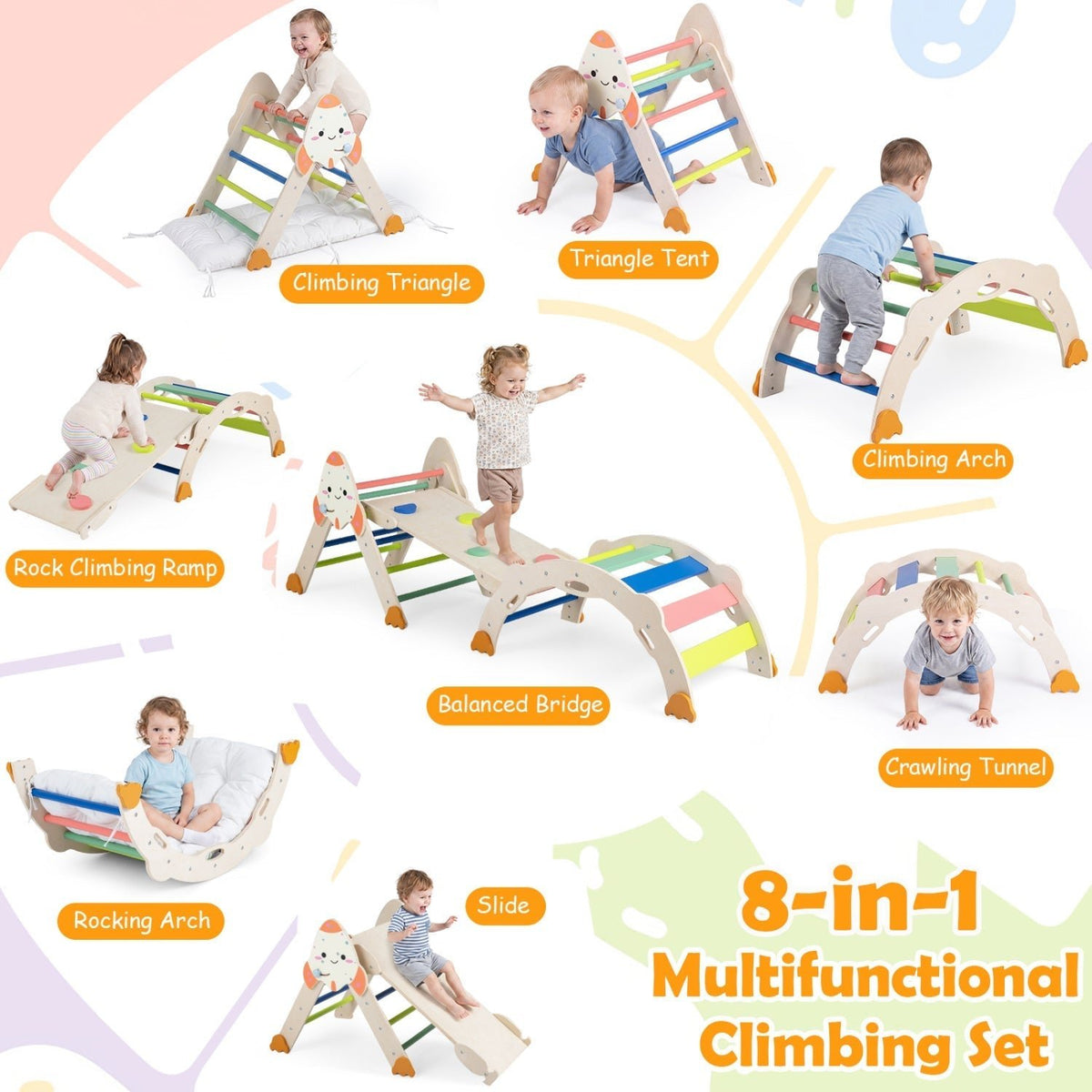 8-in-1 foldable rocket theme toddler climbing set by GBruno Store, view 5