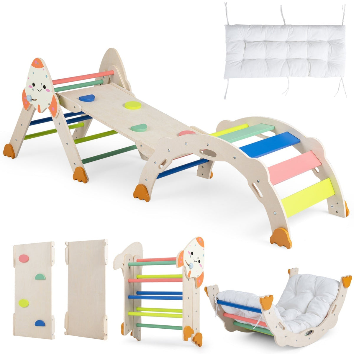 8-in-1 foldable rocket theme toddler climbing set by GBruno Store, view 3