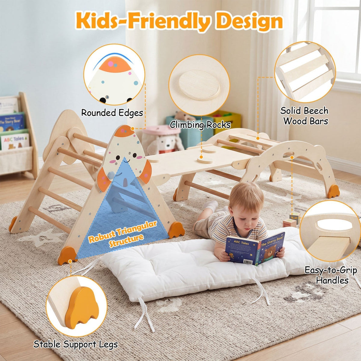 8-in-1 foldable rocket theme toddler climbing set by GBruno Store, view 23