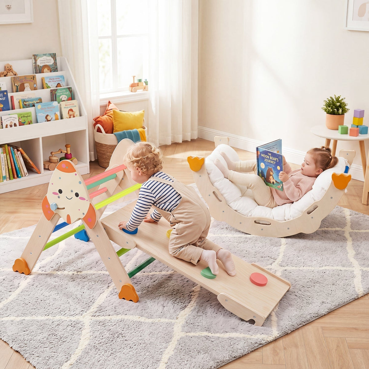 8-in-1 foldable rocket theme toddler climbing set by GBruno Store