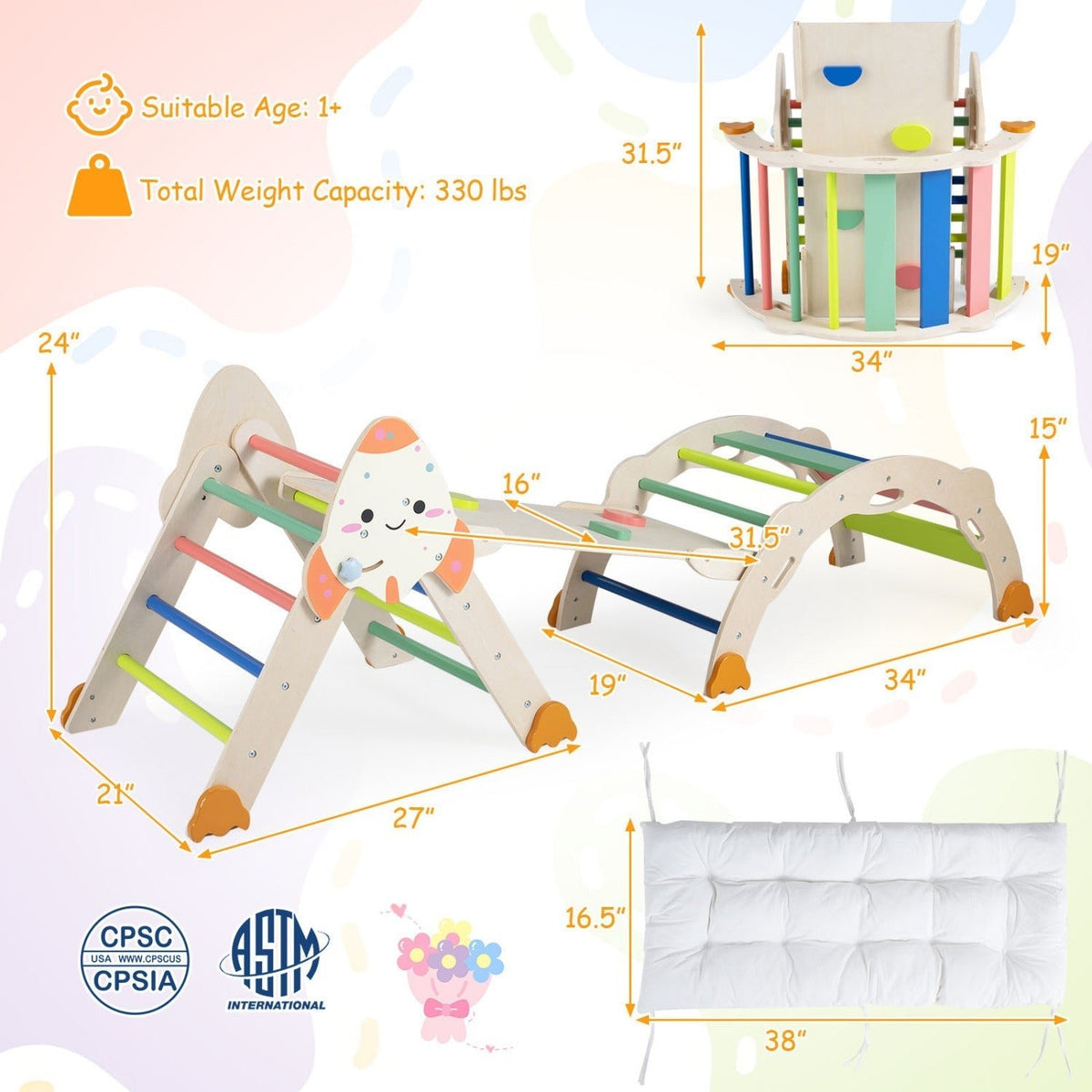 8-in-1 foldable rocket theme toddler climbing set by GBruno Store, view 4