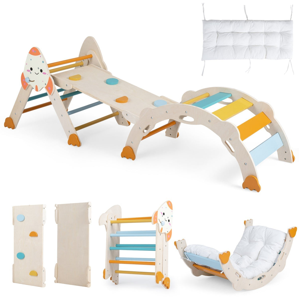 8-in-1 foldable rocket theme toddler climbing set by GBruno Store, view 11