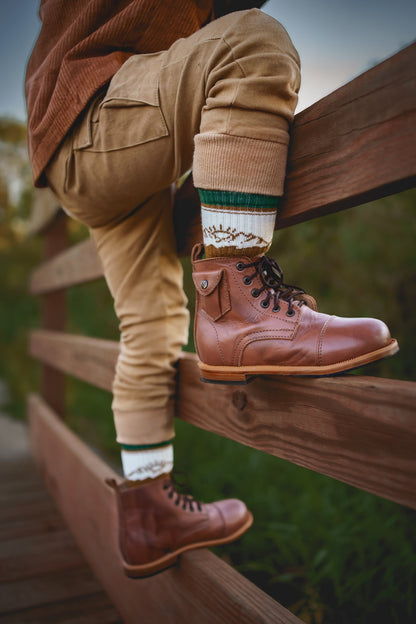 Green Boot socks “Wild” Merino Wool by Keep the Littles Wild