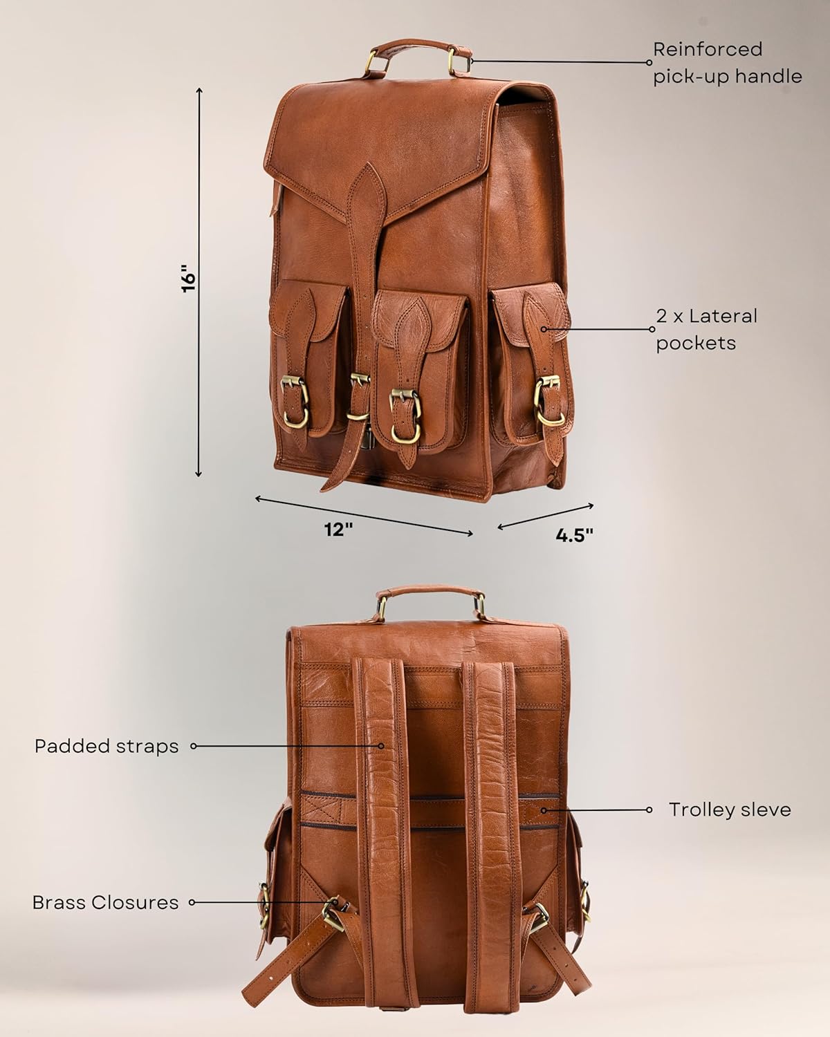 Vintage Leather Backpack Rucksack by Classy Leather Bags