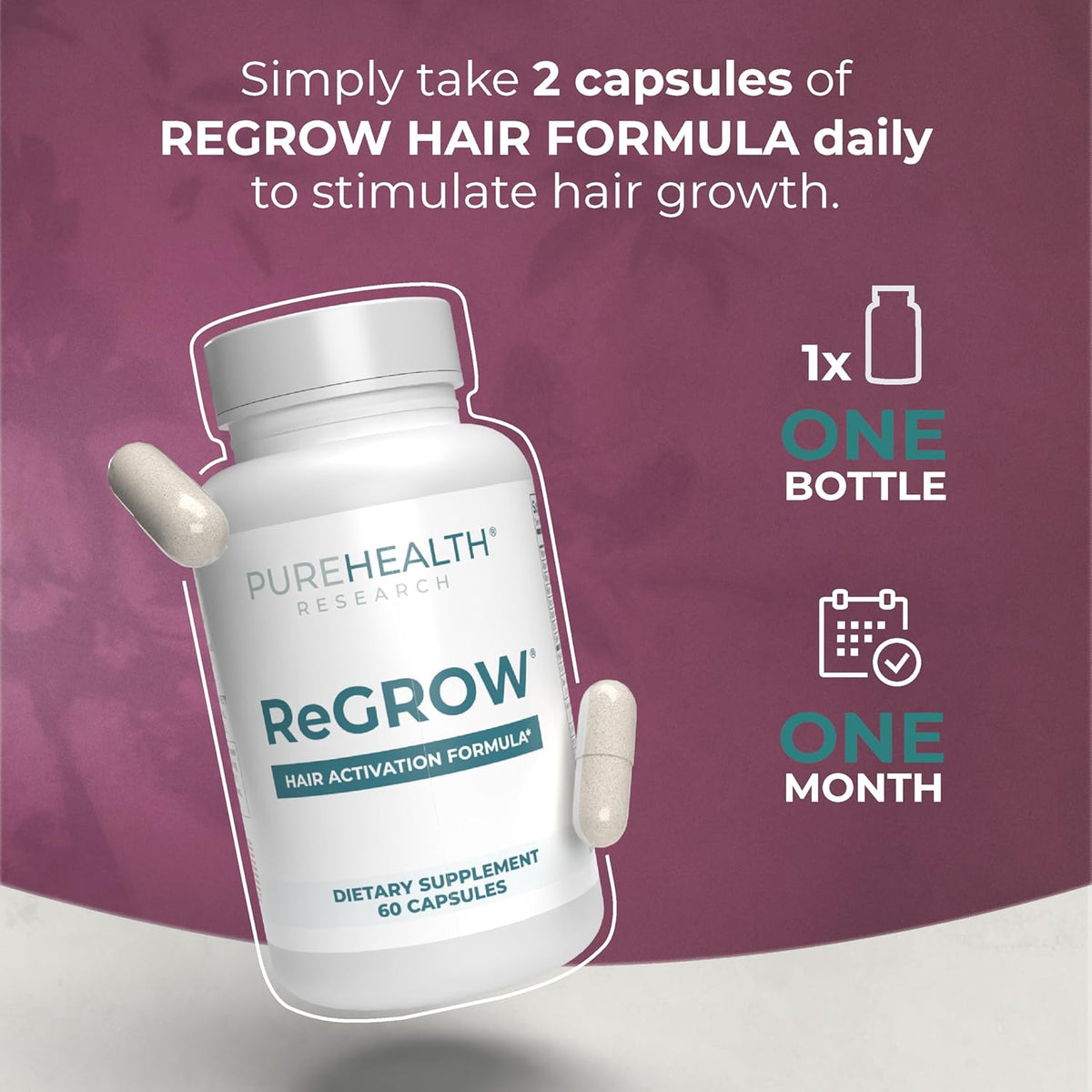 ReGrow Hair Growth Vitamins with Biotin, Hair Supplement by PureHealth Research by Shahmori